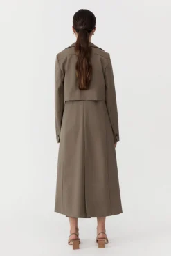 Jackets*St. Agni Layered Wool Trench - Kelp