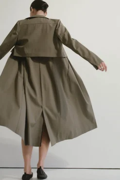 Jackets*St. Agni Layered Wool Trench - Kelp