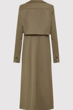 Jackets*St. Agni Layered Wool Trench - Kelp