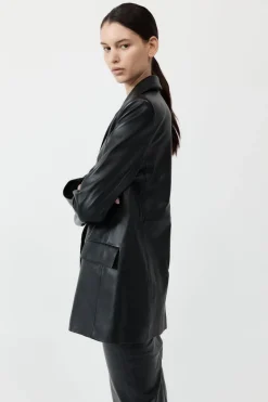 Jackets*St. Agni Leather Blazer - Black