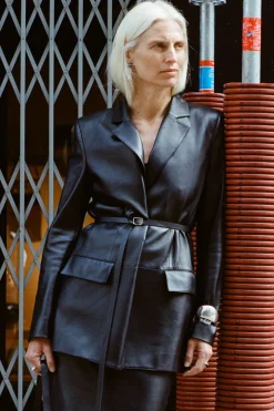 Jackets*St. Agni Leather Blazer - Black