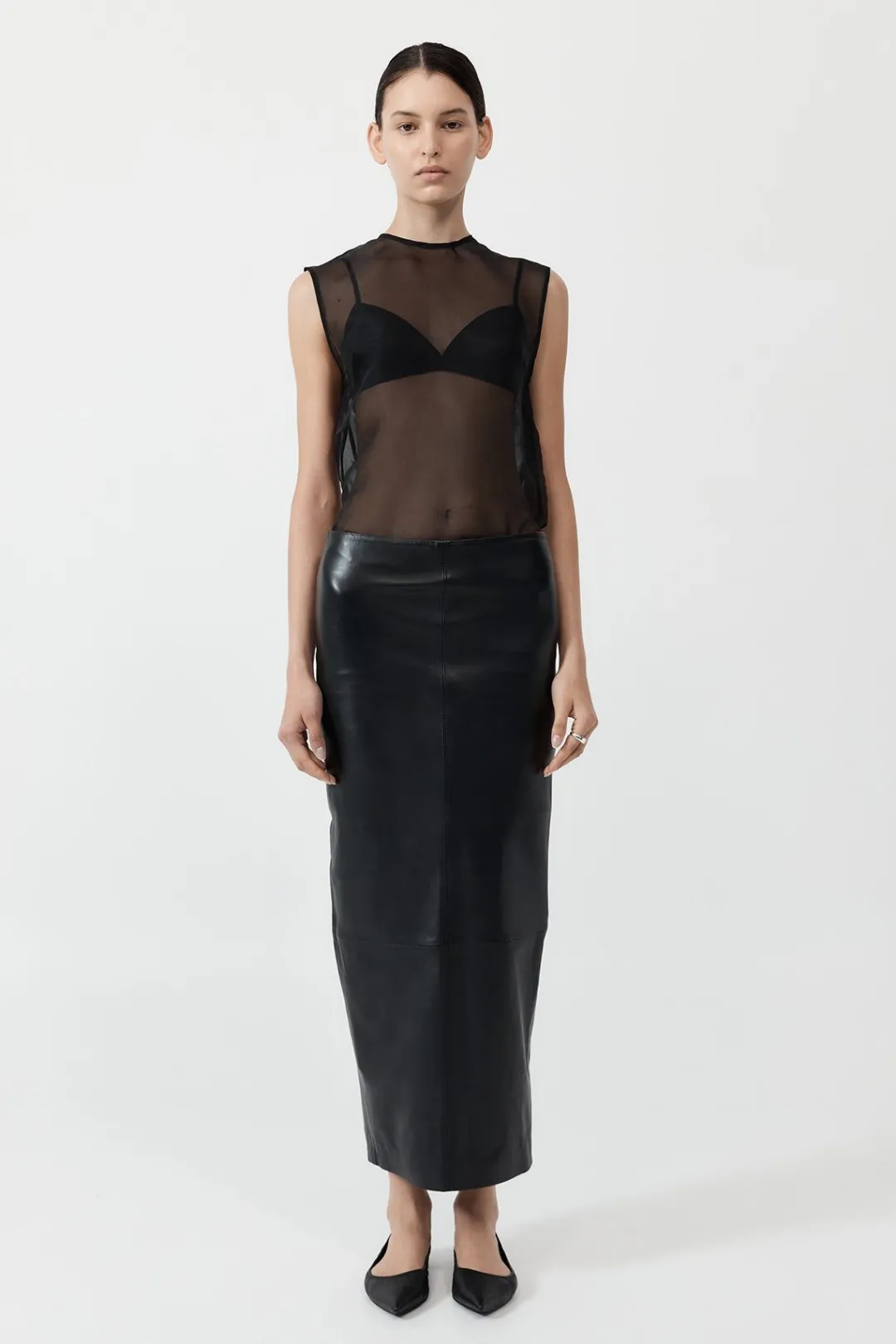 Skirts*St. Agni Leather Column Skirt - Black