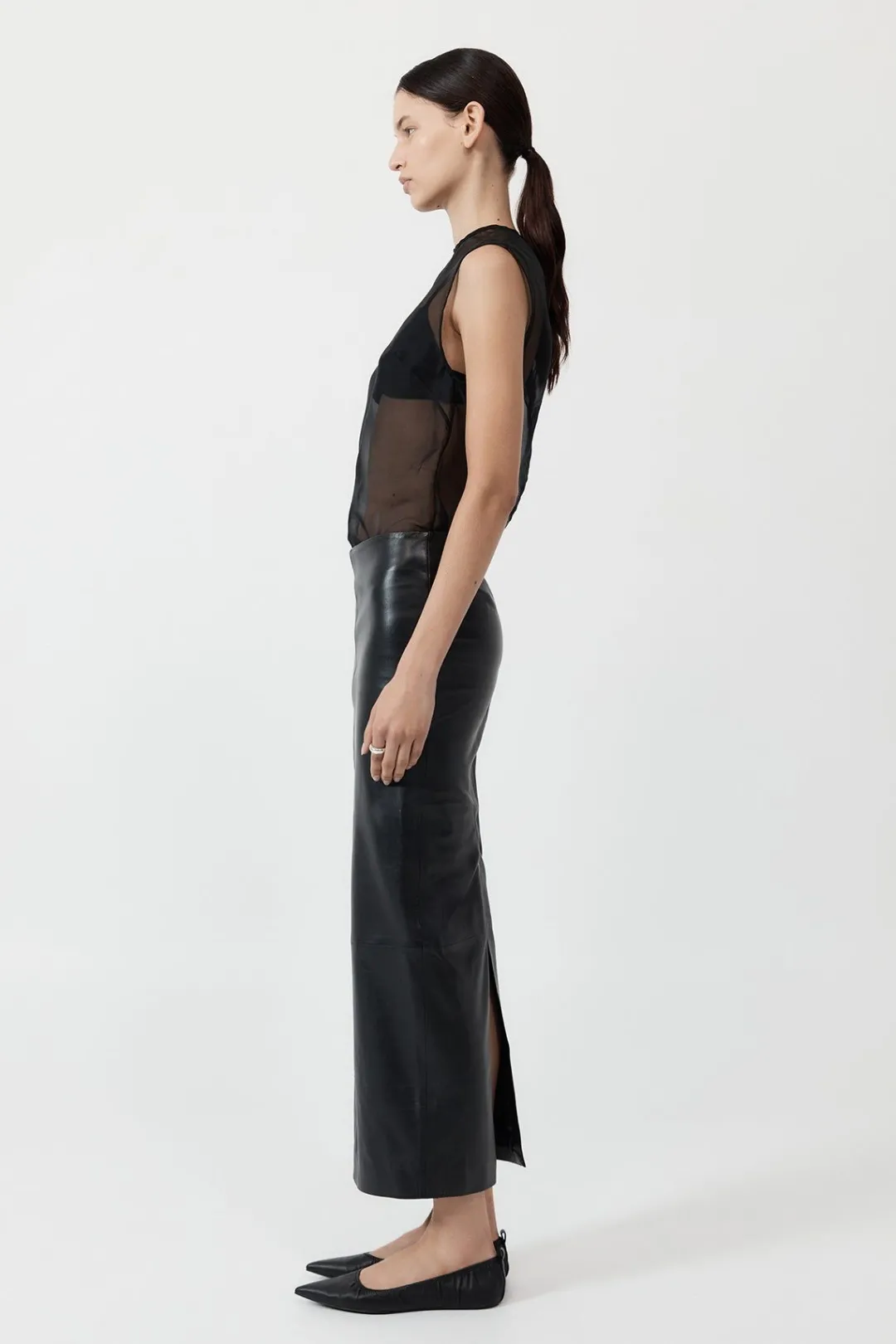 Skirts*St. Agni Leather Column Skirt - Black