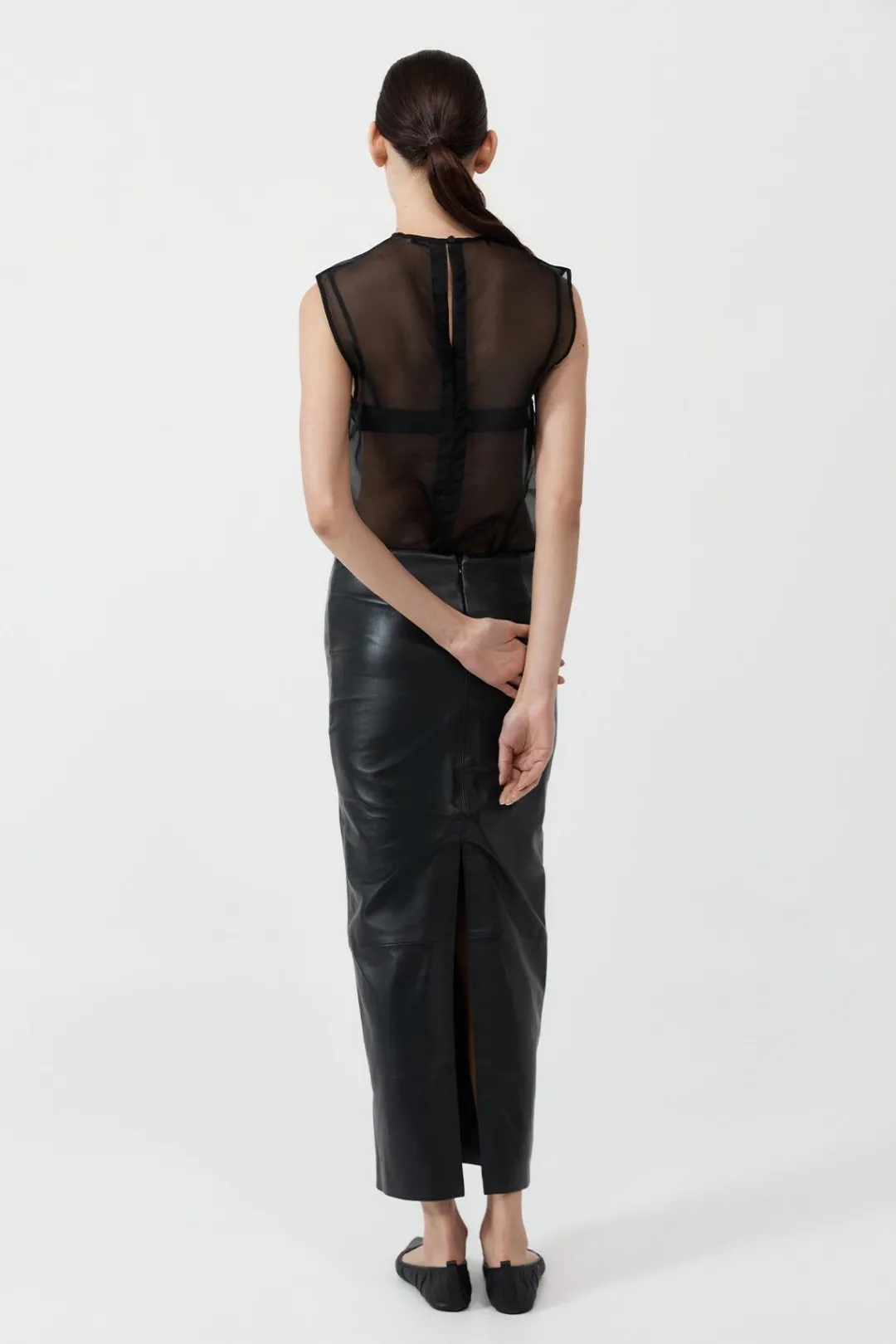 Skirts*St. Agni Leather Column Skirt - Black
