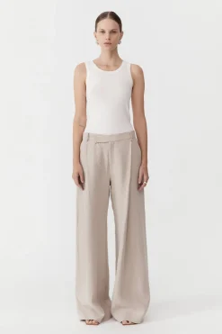 Pants*St. Agni Linen Overlap Waist Trousers - Natural