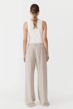 Pants*St. Agni Linen Overlap Waist Trousers - Natural