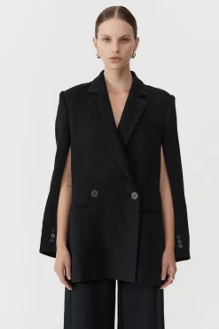 Tailoring*St. Agni Linen Split Sleeve Blazer - Black