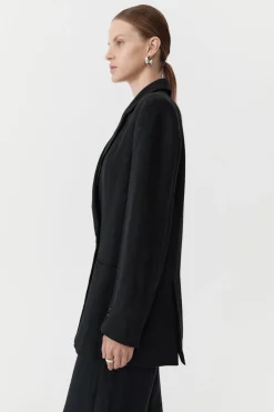 Tailoring*St. Agni Linen Split Sleeve Blazer - Black