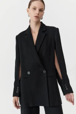 Jackets*St. Agni Linen Split Sleeve Blazer - Black