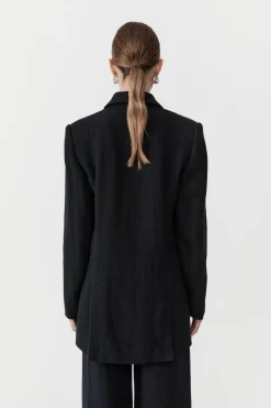Jackets*St. Agni Linen Split Sleeve Blazer - Black