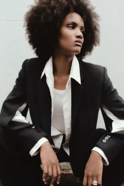 Jackets*St. Agni Linen Split Sleeve Blazer - Black