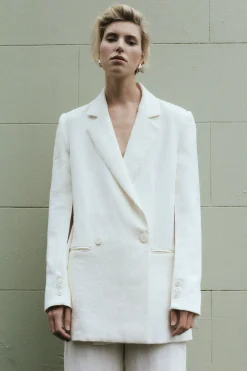 Jackets*St. Agni Linen Split Sleeve Blazer - Ivory