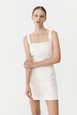 Dresses*St. Agni Linen Square Neck Mini Dress - Ivory