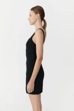 Dresses*St. Agni Linen Square Neck Mini Dress - Black