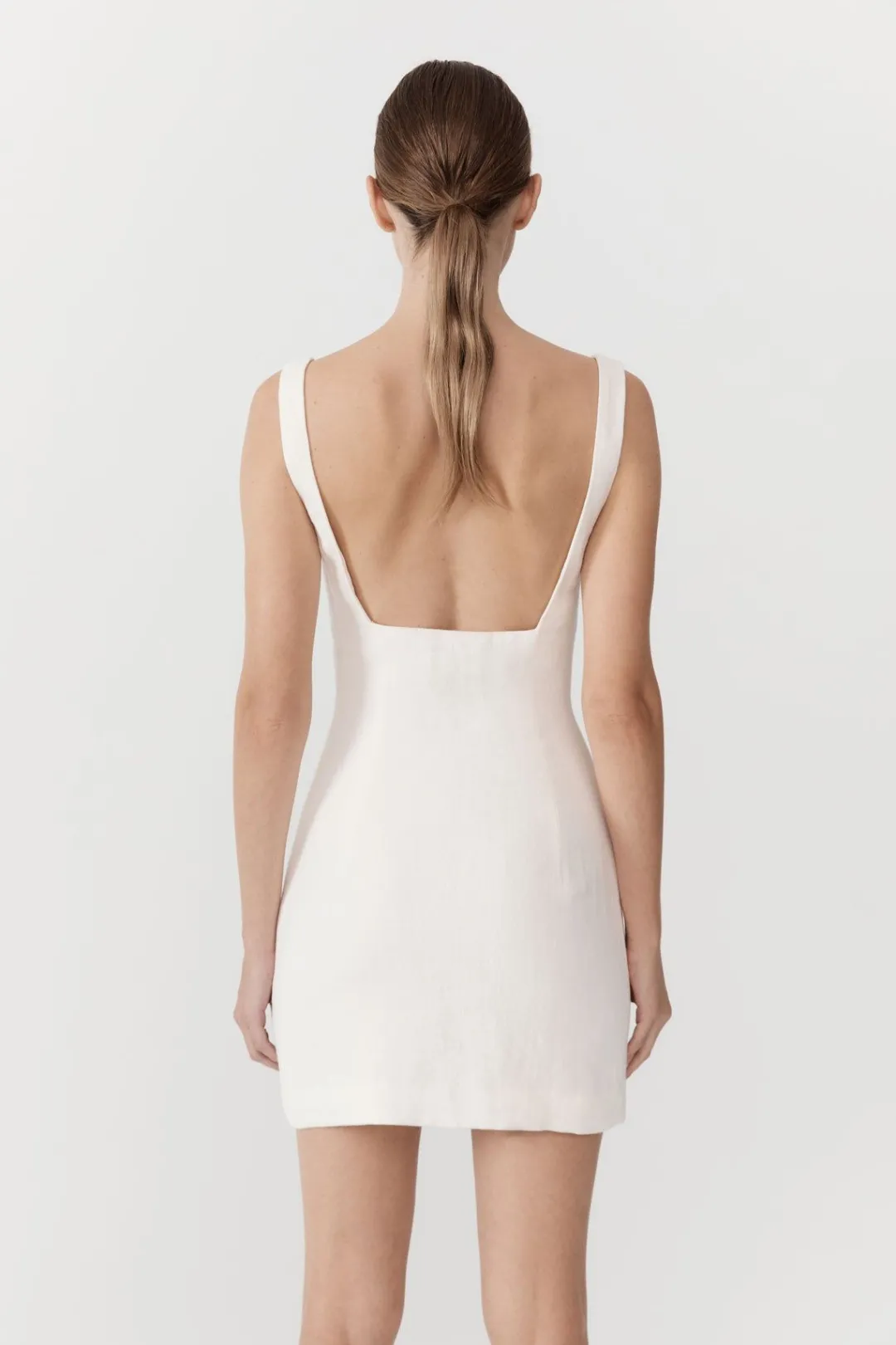 Tailoring*St. Agni Linen Square Neck Mini Dress - Ivory