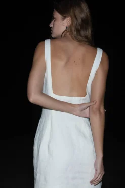 Tailoring*St. Agni Linen Square Neck Mini Dress - Ivory