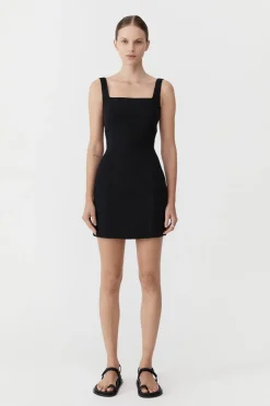 Tailoring*St. Agni Linen Square Neck Mini Dress - Black