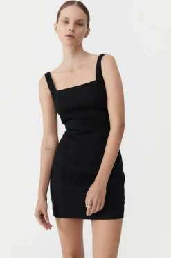 Tailoring*St. Agni Linen Square Neck Mini Dress - Black