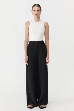 Tailoring*St. Agni Linen Wide Leg Pants - Black