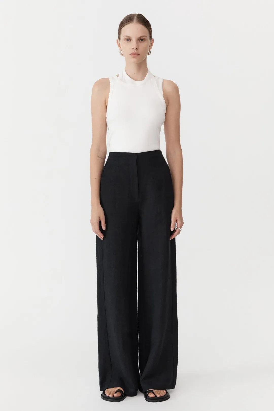 Tailoring*St. Agni Linen Wide Leg Pants - Black