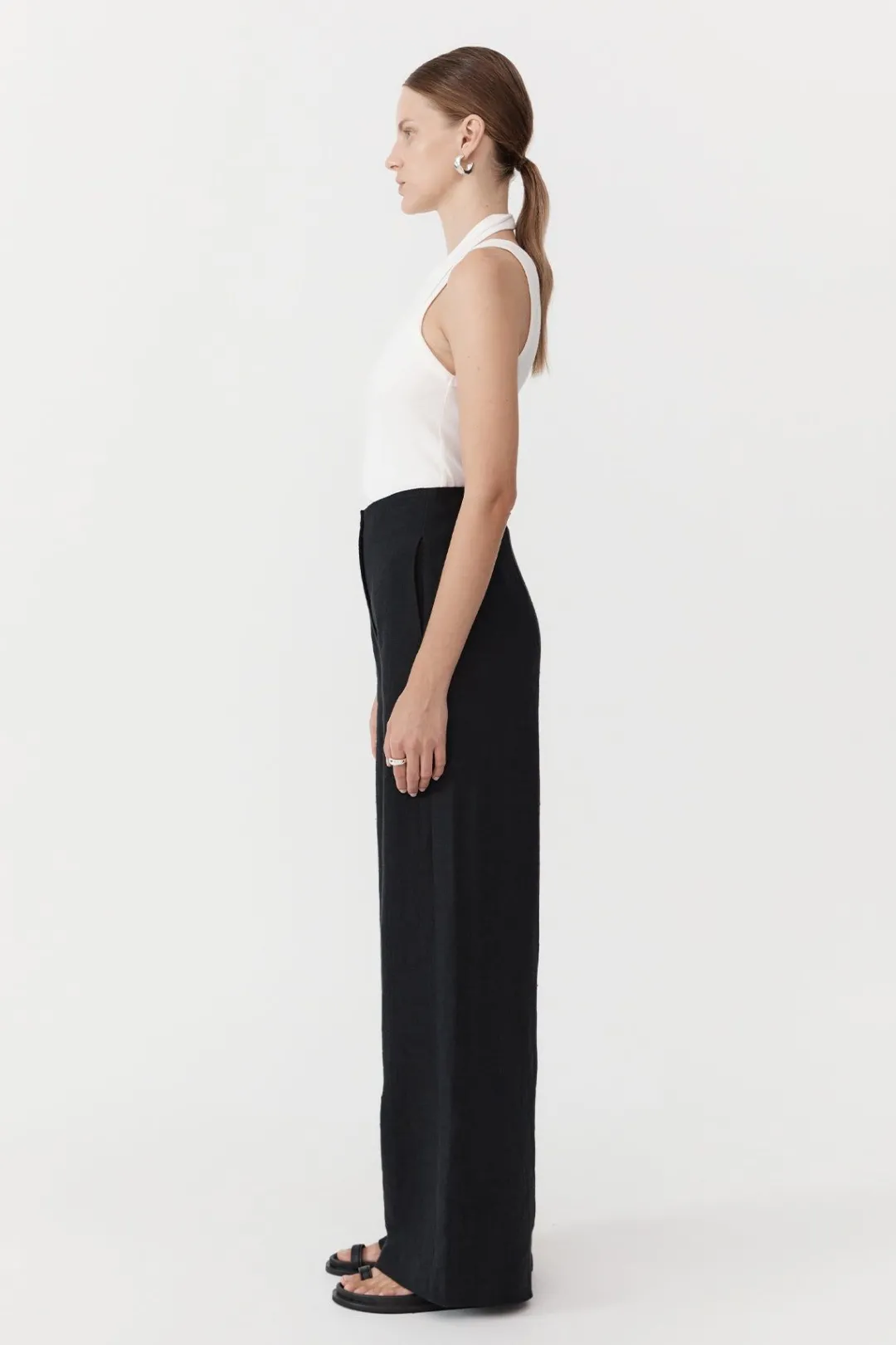Tailoring*St. Agni Linen Wide Leg Pants - Black