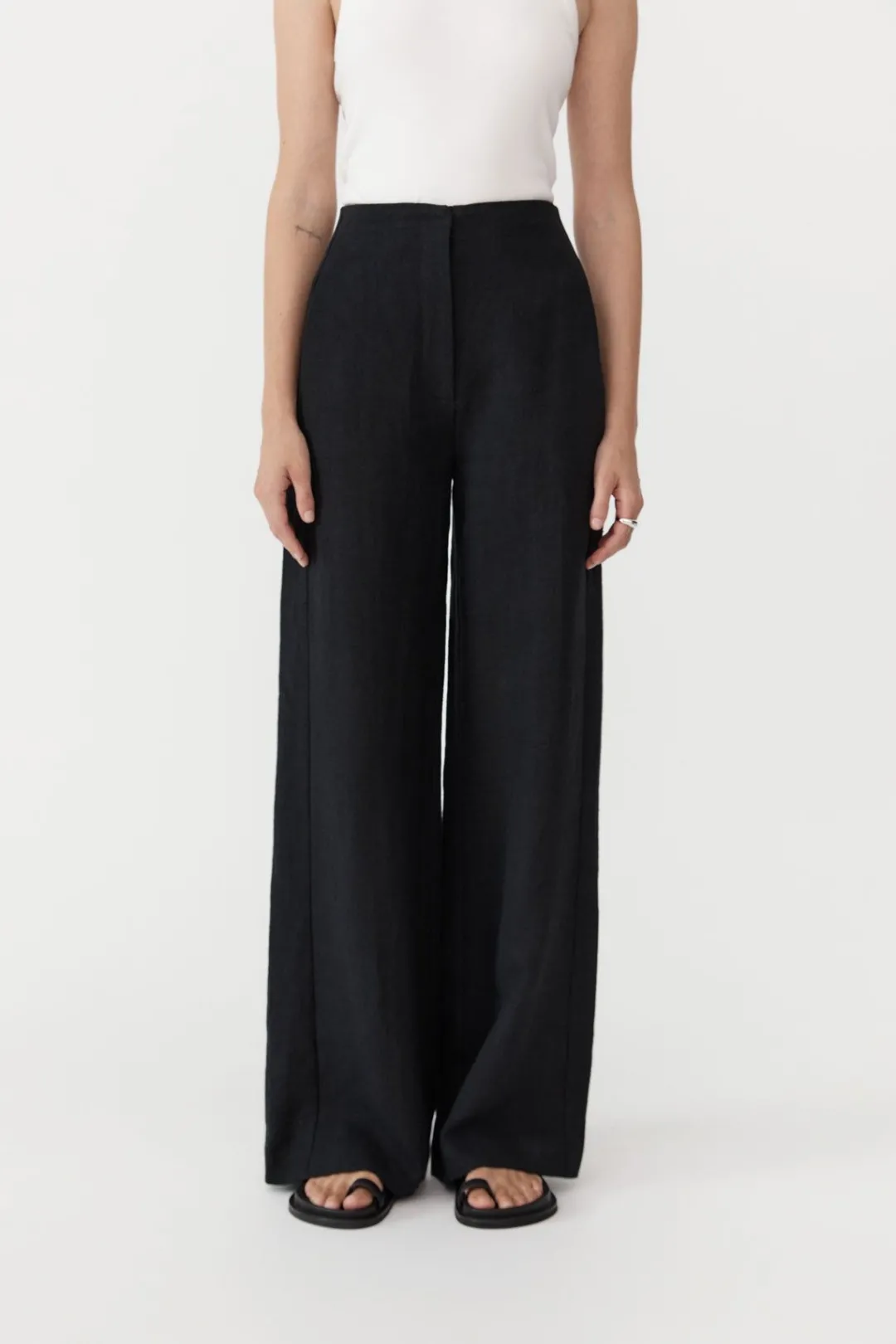 Tailoring*St. Agni Linen Wide Leg Pants - Black