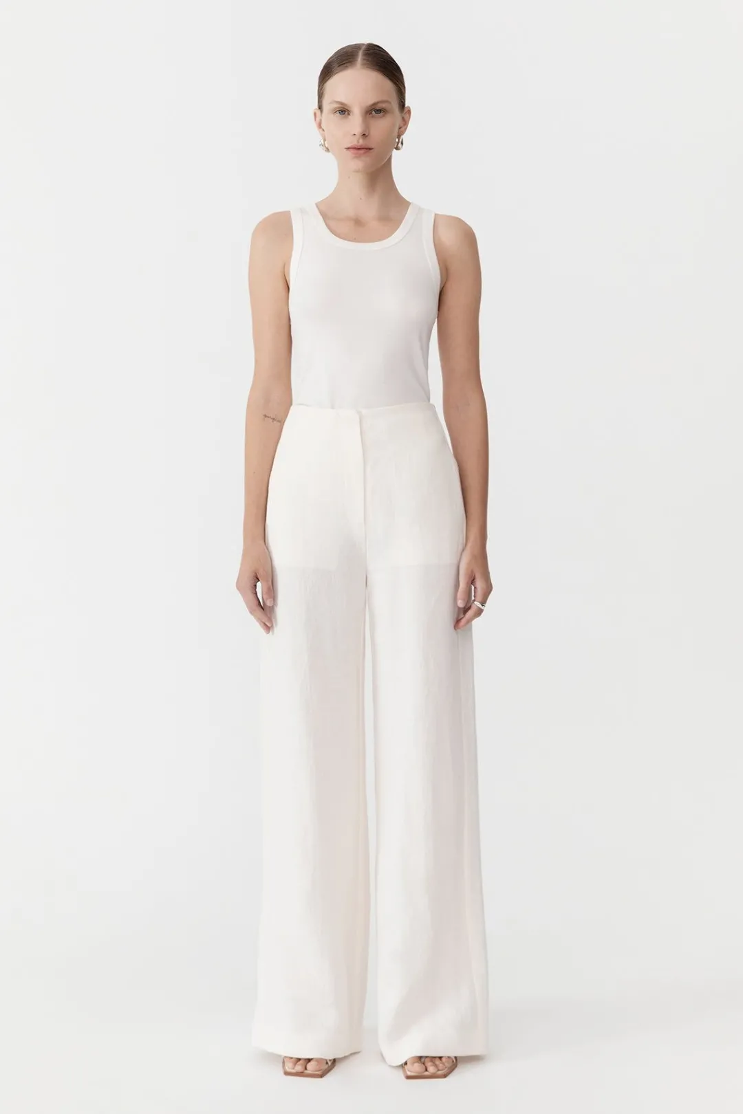 Tailoring*St. Agni Linen Wide Leg Pants - Ivory