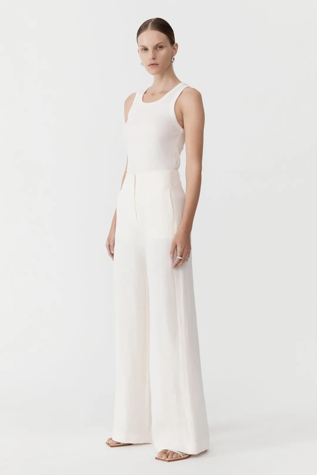 Tailoring*St. Agni Linen Wide Leg Pants - Ivory