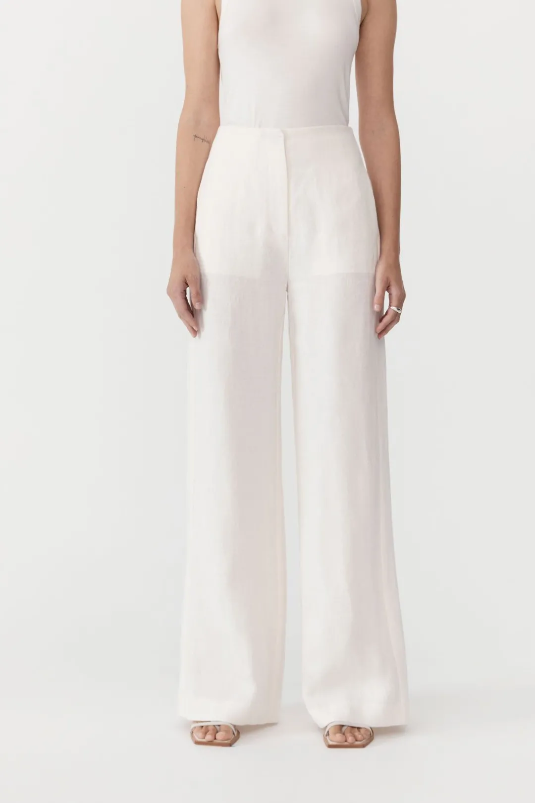 Tailoring*St. Agni Linen Wide Leg Pants - Ivory