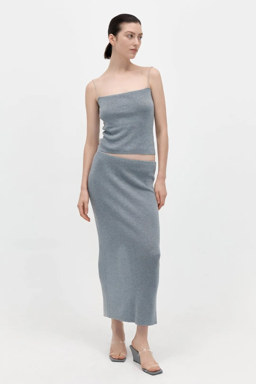 Skirts*St. Agni Low Waist Knit Skirt - Grey Marle