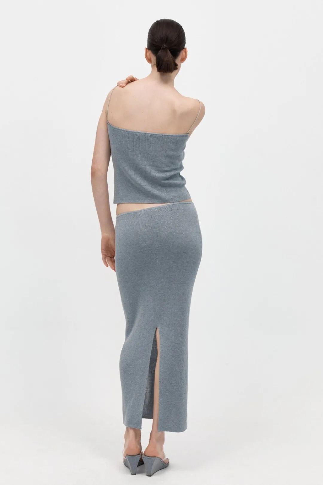 Knitwear*St. Agni Low Waist Knit Skirt - Grey Marle