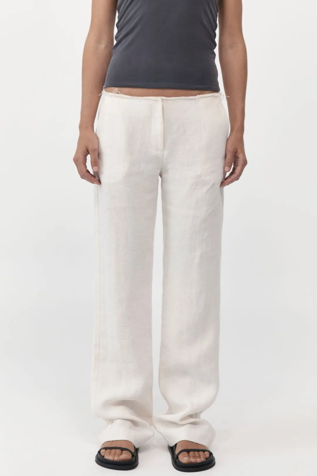 Tailoring*St. Agni Low Waist Raw Edge Pants - Ivory
