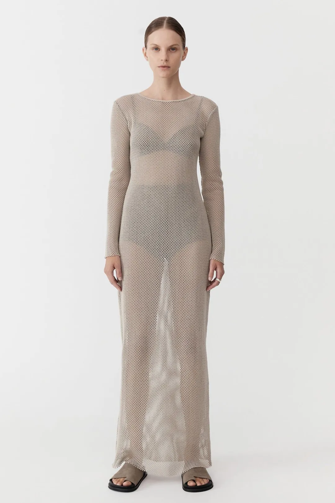Knitwear*St. Agni Mesh Long Sleeve Dress - Aloe