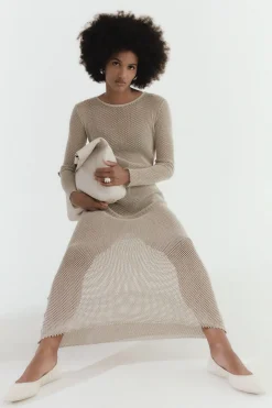 Knitwear*St. Agni Mesh Long Sleeve Dress - Aloe