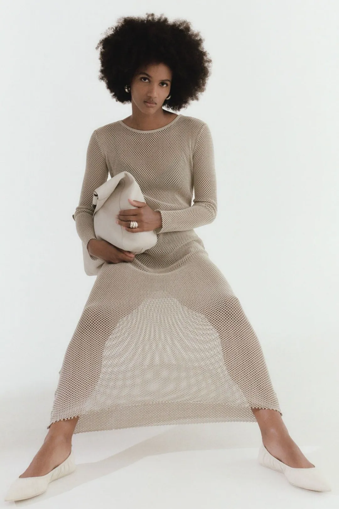 Knitwear*St. Agni Mesh Long Sleeve Dress - Aloe