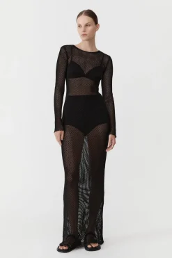 Dresses*St. Agni Mesh Long Sleeve Dress - Black