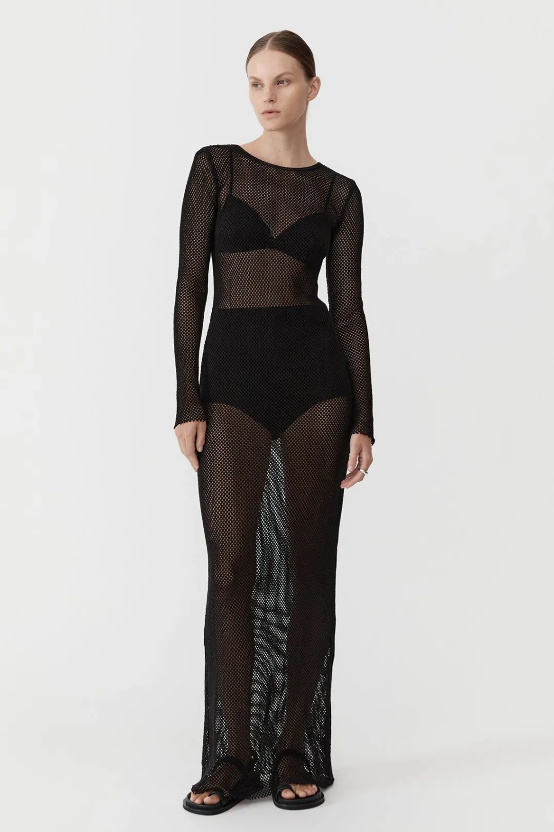 Knitwear*St. Agni Mesh Long Sleeve Dress - Black