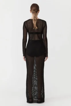 Knitwear*St. Agni Mesh Long Sleeve Dress - Black