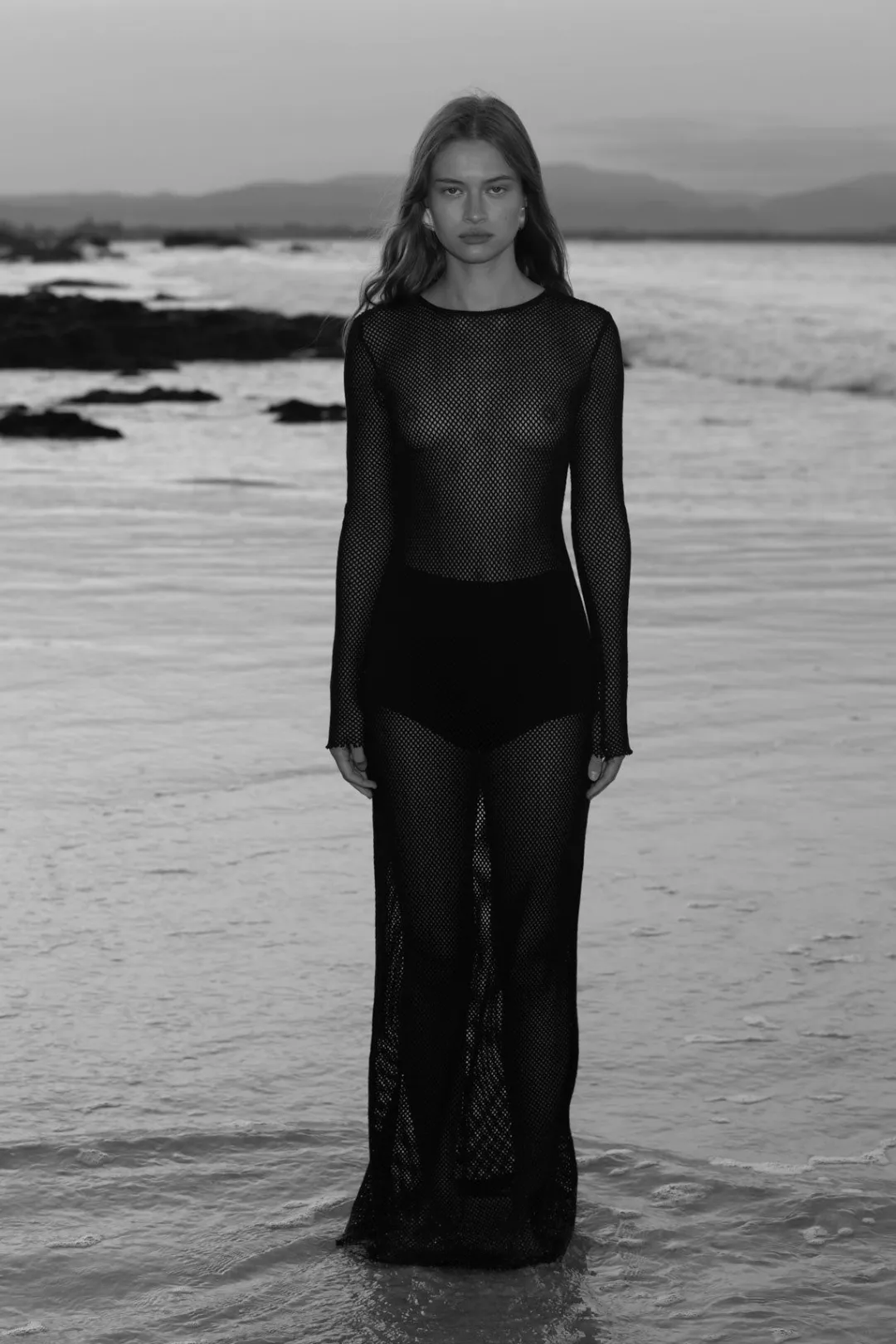 Knitwear*St. Agni Mesh Long Sleeve Dress - Black
