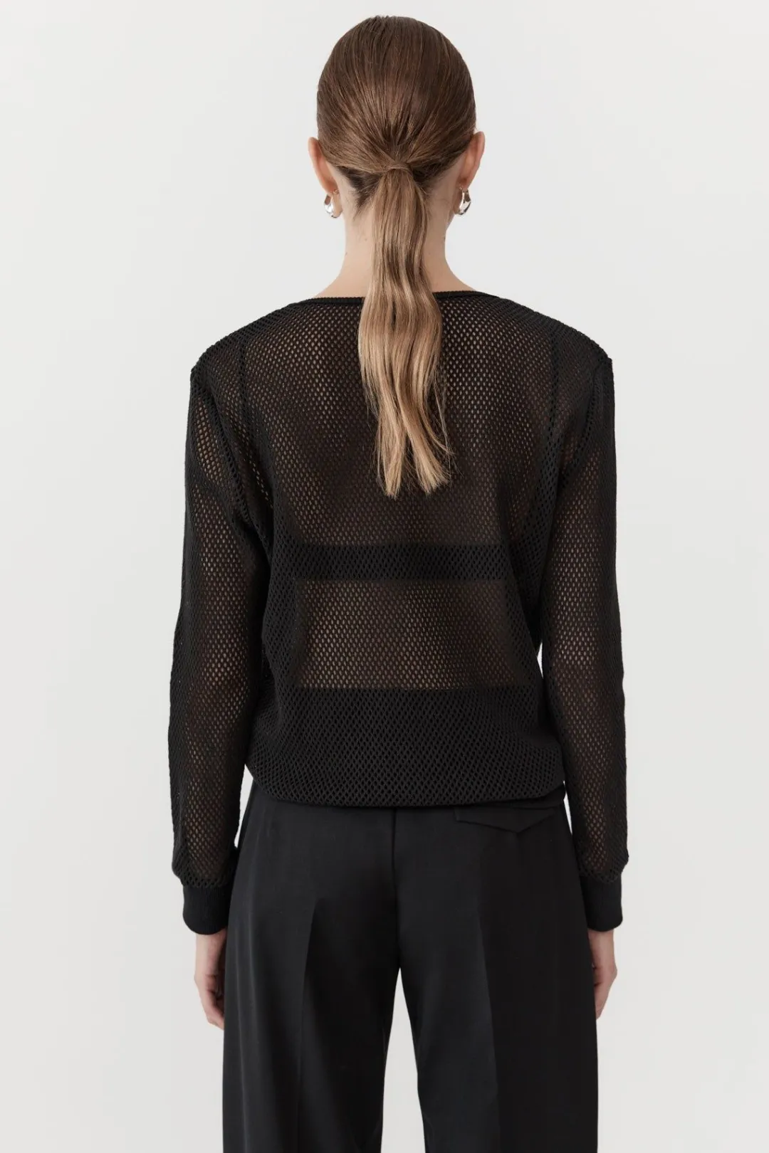Tops*St. Agni Mesh Long Sleeve Top - Black