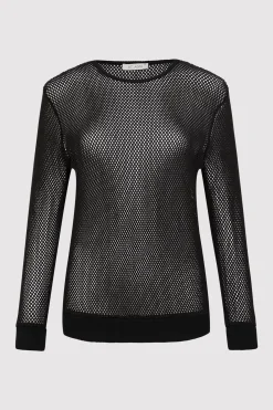 Tops*St. Agni Mesh Long Sleeve Top - Black