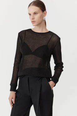 Jumpers*St. Agni Mesh Long Sleeve Top - Black