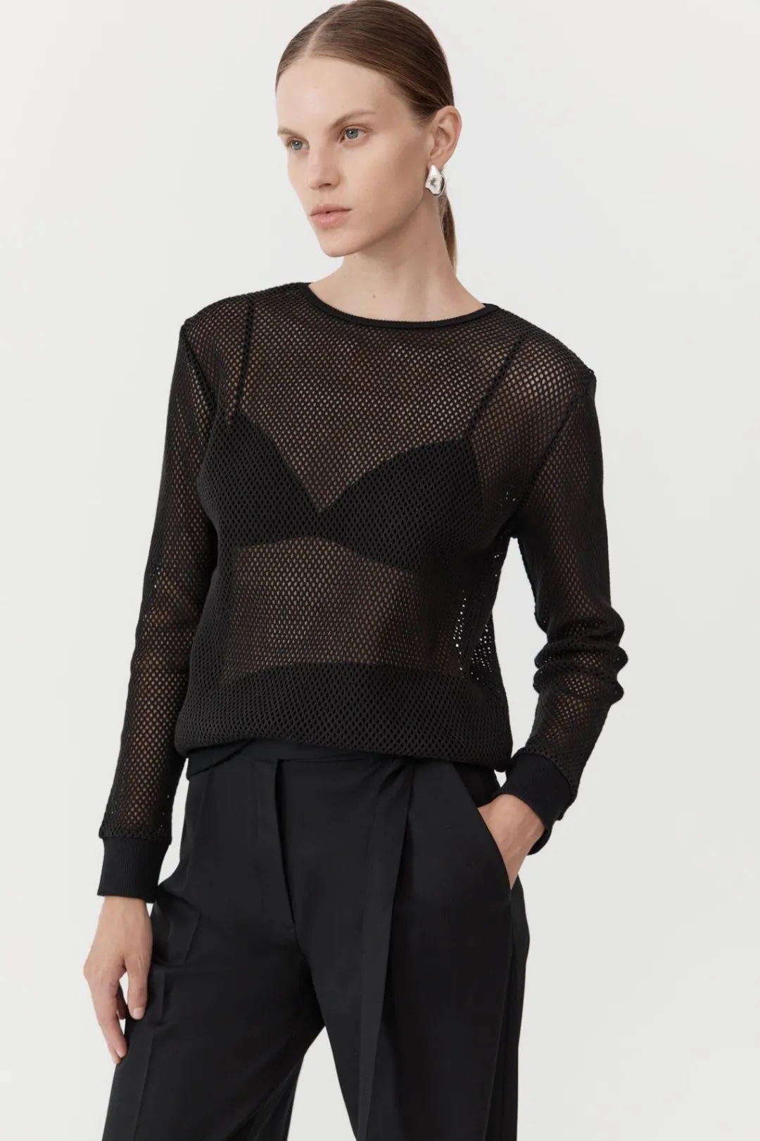 Jumpers*St. Agni Mesh Long Sleeve Top - Black