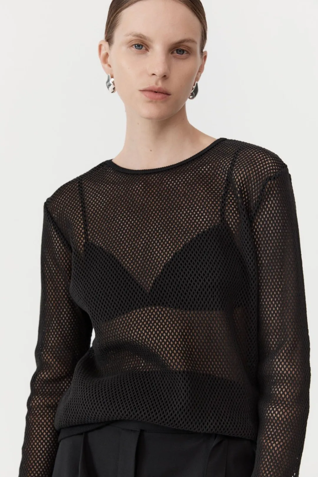 Jumpers*St. Agni Mesh Long Sleeve Top - Black