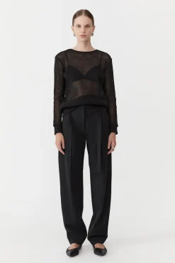 Knitwear*St. Agni Mesh Long Sleeve Top - Black