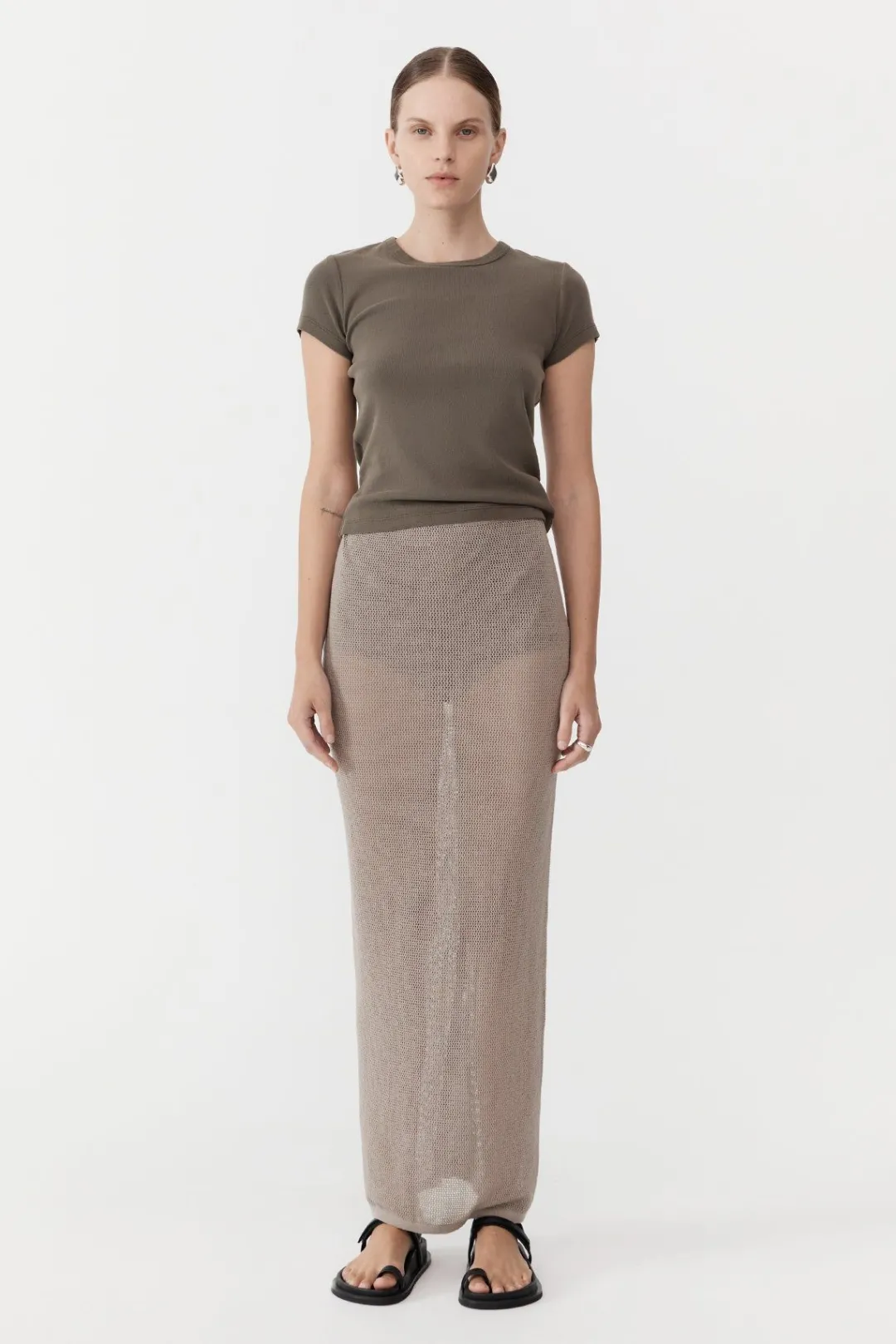 Knitwear*St. Agni Mesh Maxi Skirt - Fog