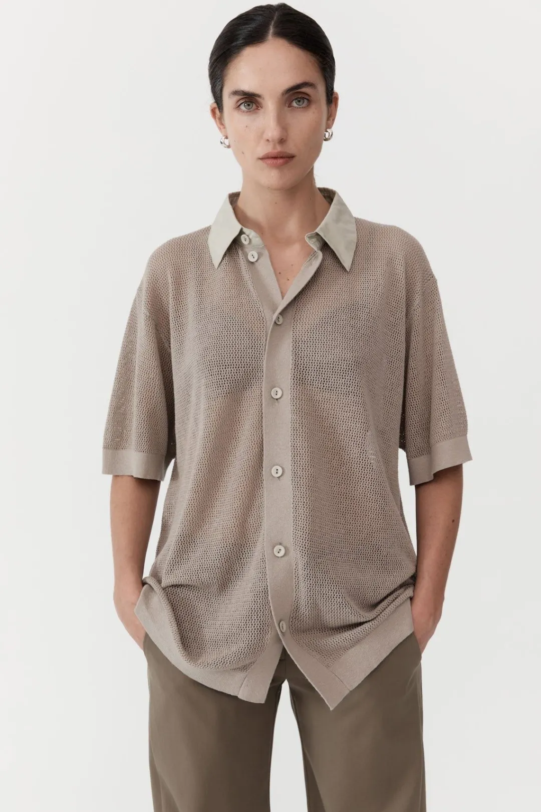 Knitwear*St. Agni Mesh Short Sleeve Shirt - Fog