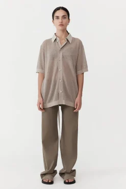 Tops*St. Agni Mesh Short Sleeve Shirt - Fog