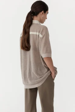 Tops*St. Agni Mesh Short Sleeve Shirt - Fog