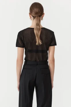 Tops*St. Agni Mesh Short Sleeve Tee - Black